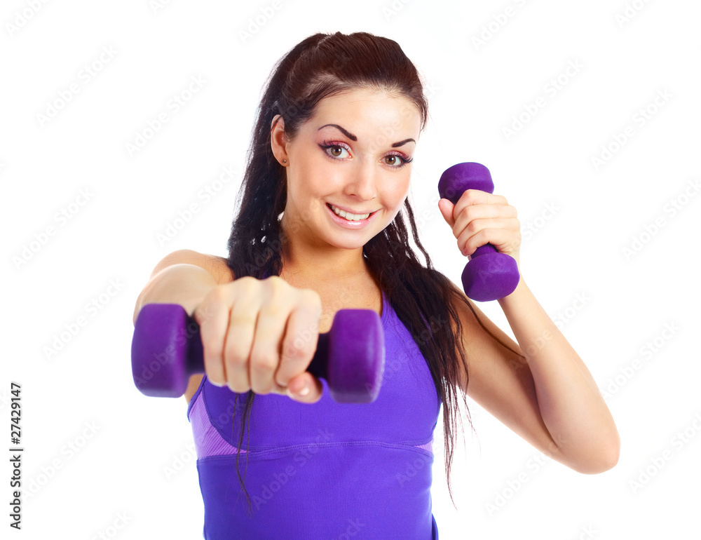 girl with dumbbells