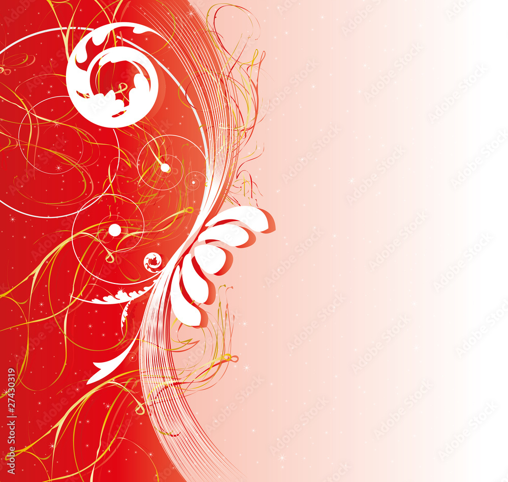 Swirly floral red background