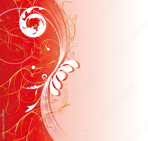 Obraz na płótnie Swirly floral red background w salonie