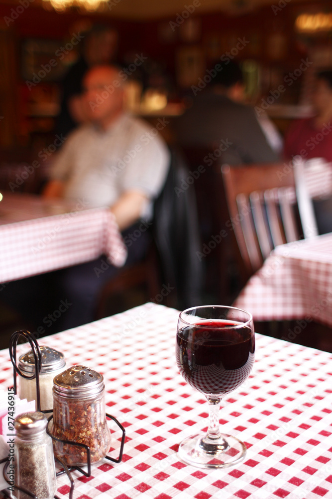 Glass of wine at a restaurant