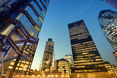 Photography Skyscrapers of City of London at night