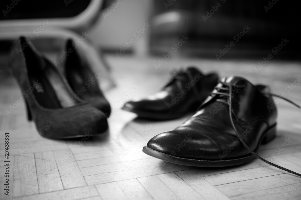 Wedding shoes on the flor before marriage Wedding shoes on the flor before marriage