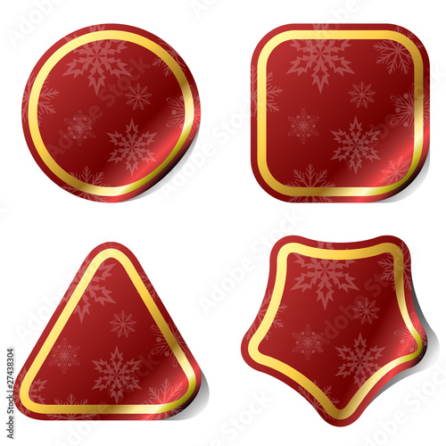 Christmas red stickers with snowflake pattern.