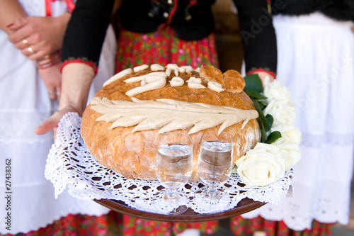 Wedding alcohol on the plate with bread