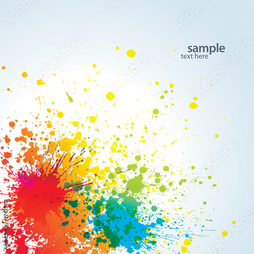 Background with colorful spots and sprays on a white