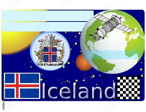 Iceland business card national emblem globe