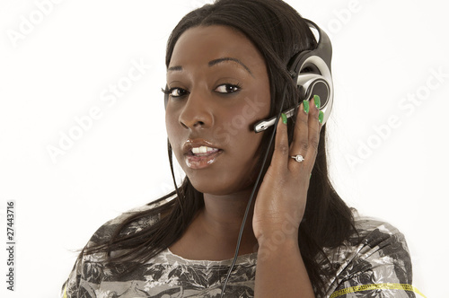 Εκτύπωση καμβά Female customer service rep