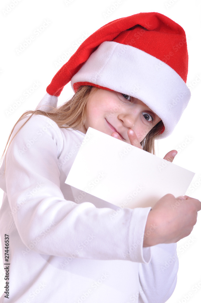 Santa child with a banner Santa child with a banner