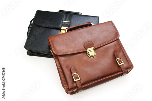 Two leather briefcases isolated on the white