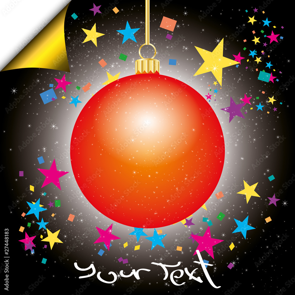 Christmas background with red bauble