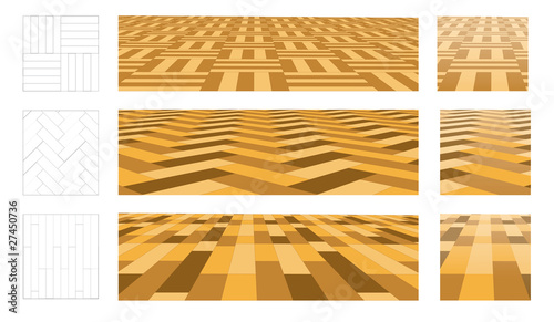 Parquet in perspective plane. Set of vector illustrations