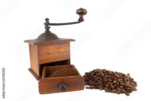 Moulin à café traditionnel en bois avec son tiroir