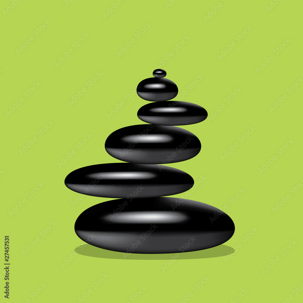 six black rocks on the green background six black rocks on the green background
