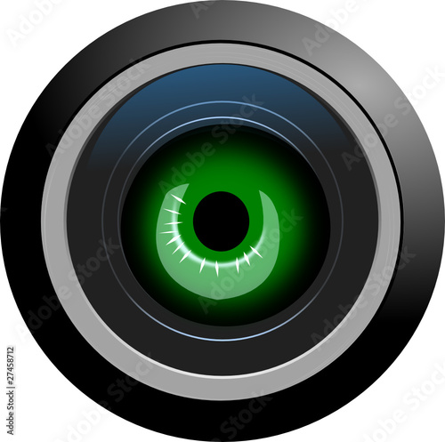 Big brother green eye. Occhio verde nell'obiettivo
