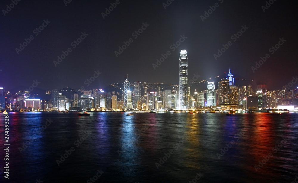 Hong Kong night view wide angle