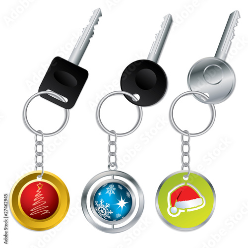 Keys with christmas theme keyholders