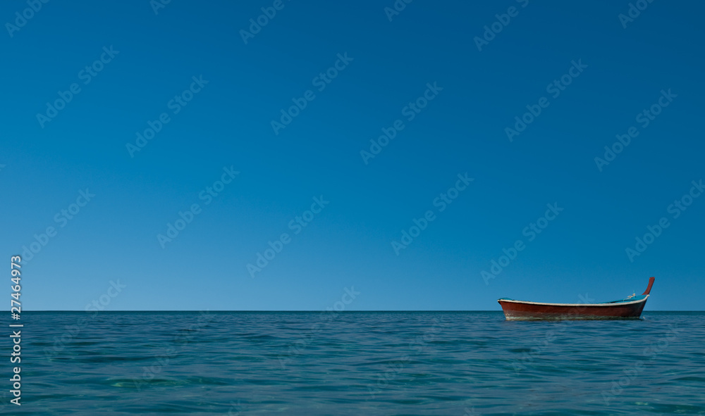 Solitary boat in the Ocean