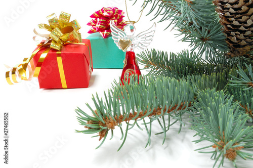 gifts on fur-tree branches