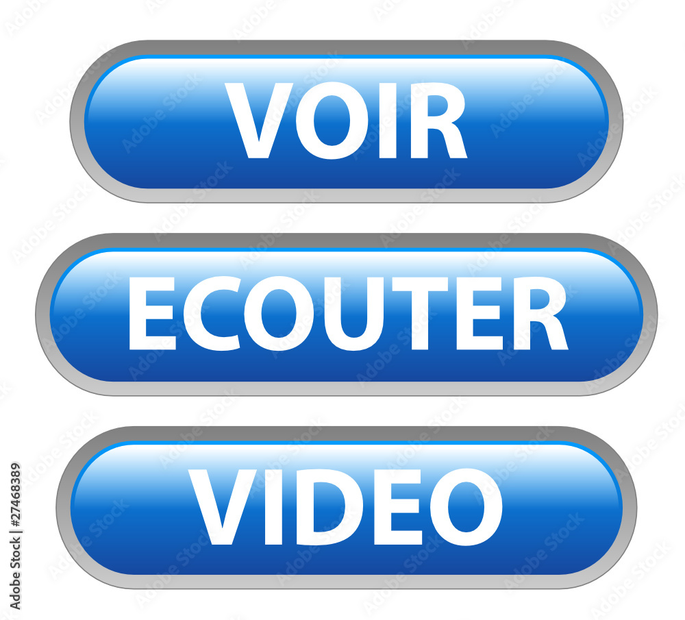 Boutons VOIR - ECOUTER - VIDEO (en direct ligne suivre médias) Stock Vector  | Adobe Stock
