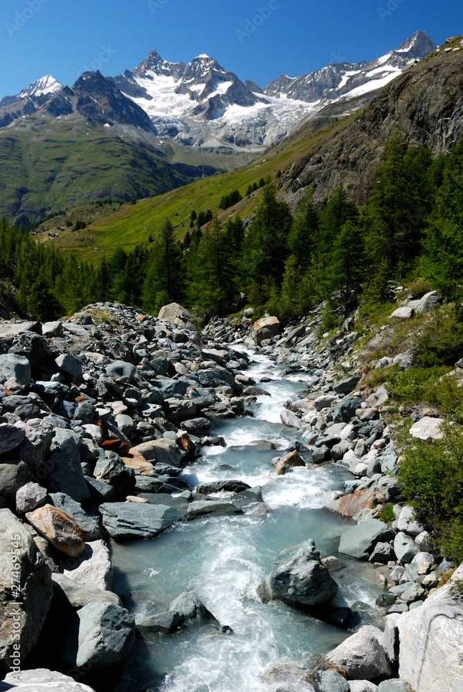 river in alpes mountain
