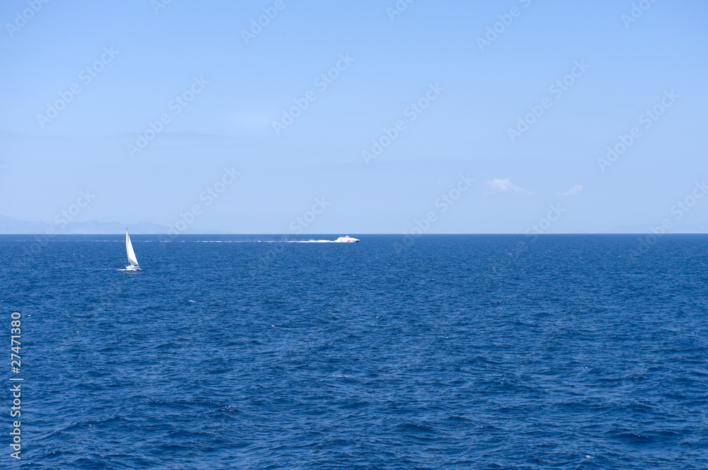 Sailing yatch in the wind