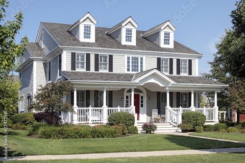 Suburban home with front porch