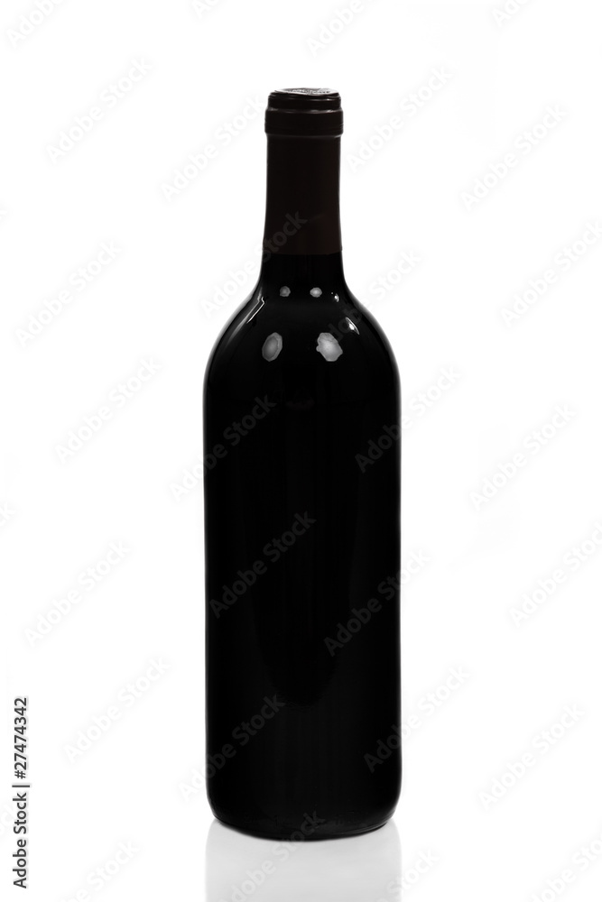 Black bottle of wine isolated on white background, studio shot Black bottle of wine isolated on white background, studio shot