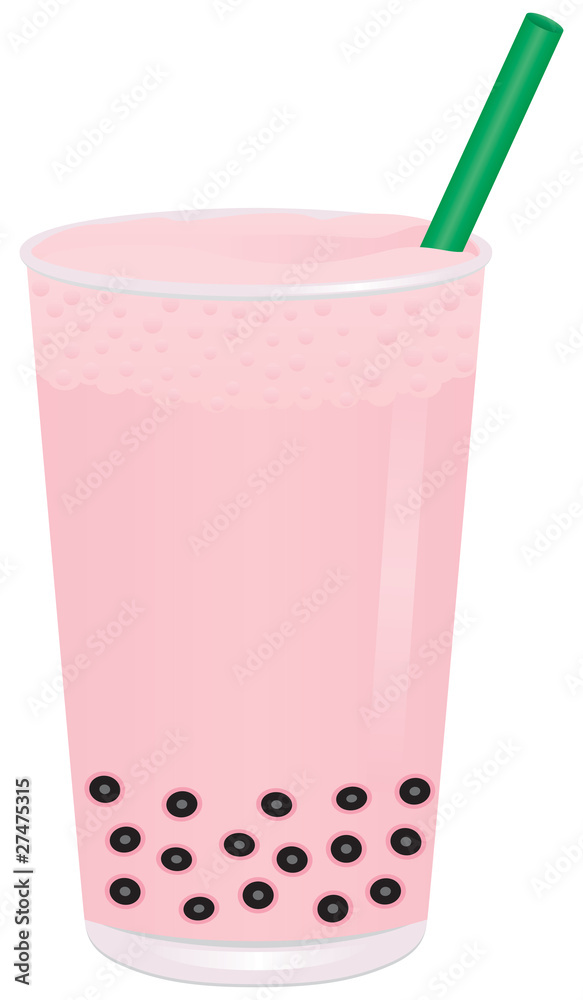 Strawberry Bubble Milk Tea with Tapioca Pearls (bobas) Strawberry Bubble Milk Tea with Tapioca Pearls (bobas)