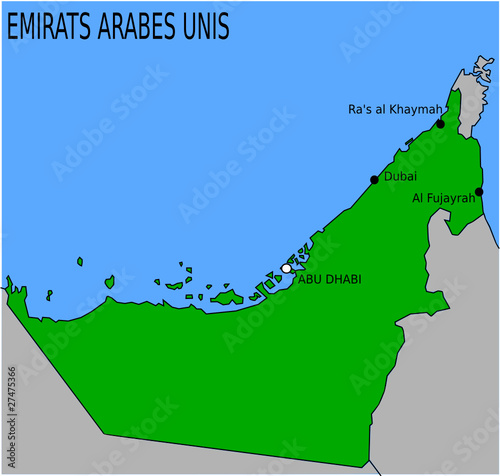 Carte des Villes Principales des Emirats Arabe Unis