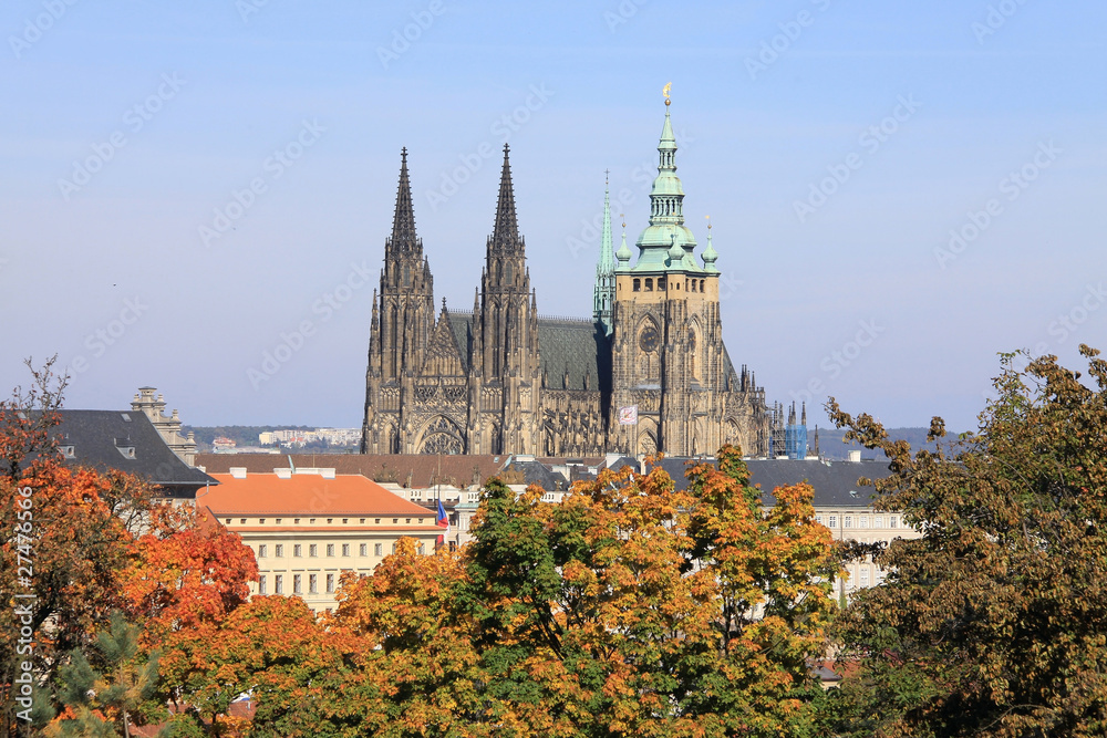 Fototapeta premium View on the autumn Prague gothic Castle