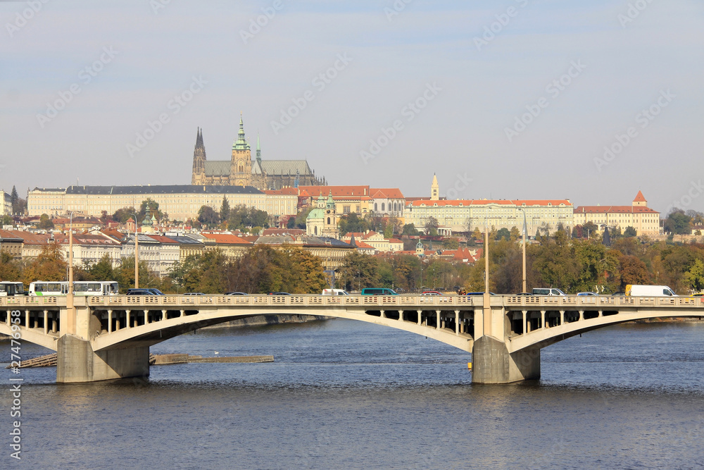 Fototapeta premium View on Prague gothic Castle above River Vltava, Czech Republic