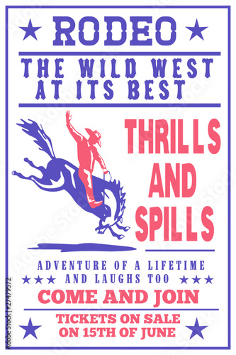 rodeo cowboy riding bucking bronco poster
