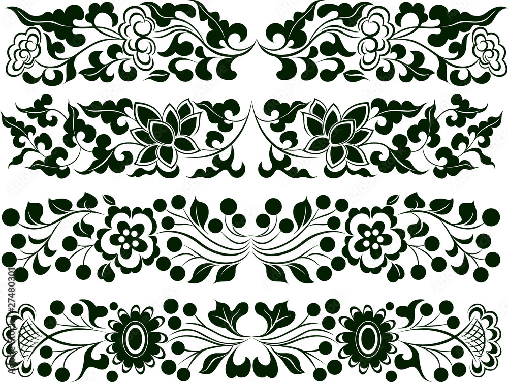 floral swirl border element