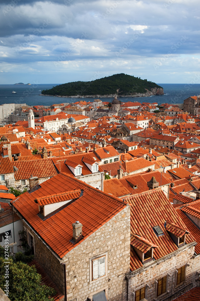 Old Town Of Dubrovnik  And Lokrum Island In Croatia