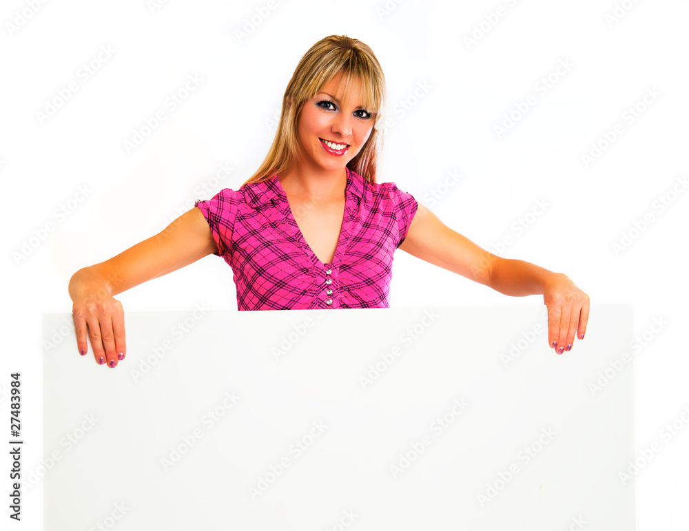 Frau mit dem Werbeschild Frau mit dem Werbeschild
