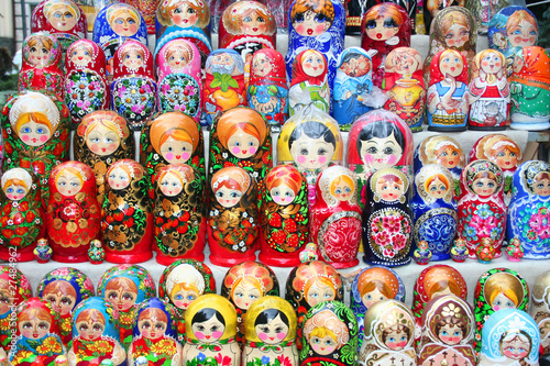 Moldovian and Russian dolls matruskas as background