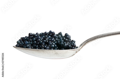 black caviar in spoon