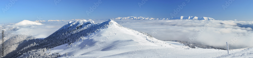 Mountain peaks in winter