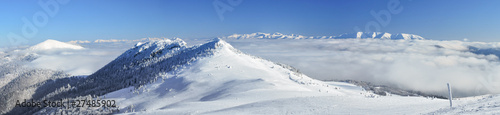 Mountain peaks in winter