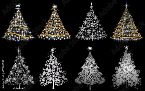 Set alberi argento oro e luci