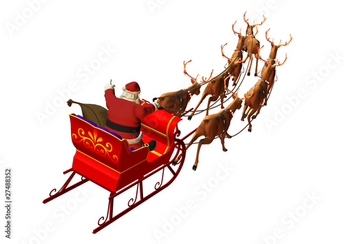 Obraz na płótnie Weihnachtsgespann auf weissem Hintergrund w salonie