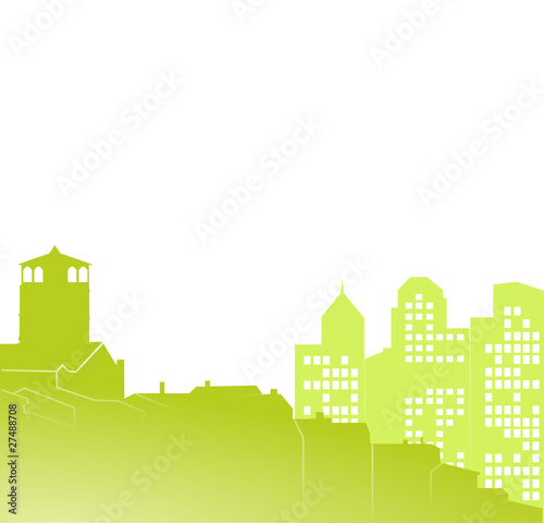 village sur fond d' immeubles