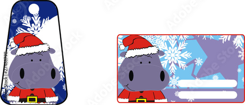 hippo cartoon copyspace sticker