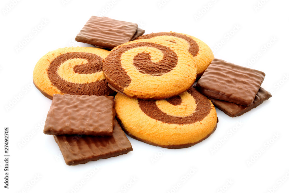 Chocolate cookies isolated on white Chocolate cookies isolated on white