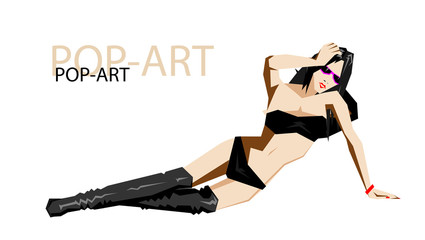 Fotobehang Pop art Modieus meisje popart illustratie  © Dzmitry Sukhavarau