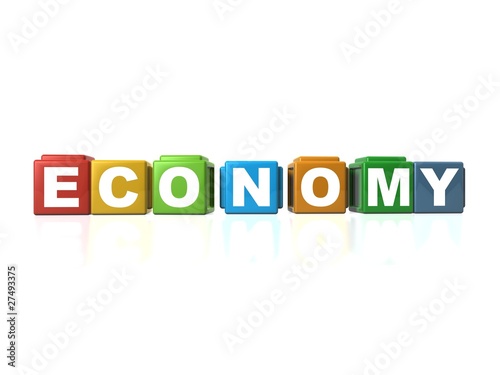 Building blocks spelling out ECONOMY