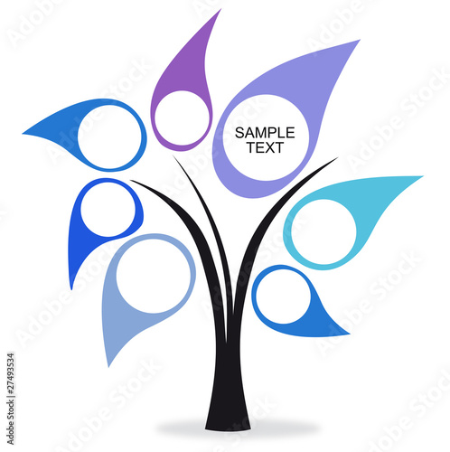 árbol para textos y fotos con azules