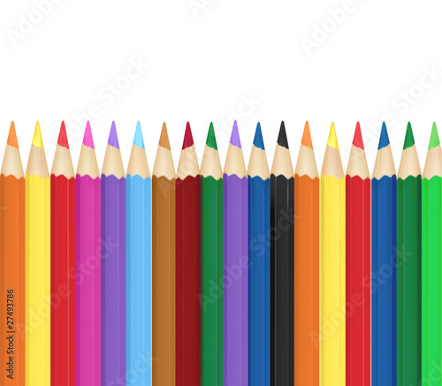Background with color pencils. Vector