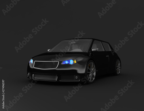 Black car 3d render