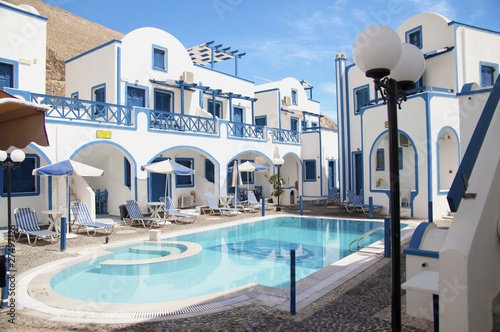 Traditional family hotel in Perisa, Santorini, Greece